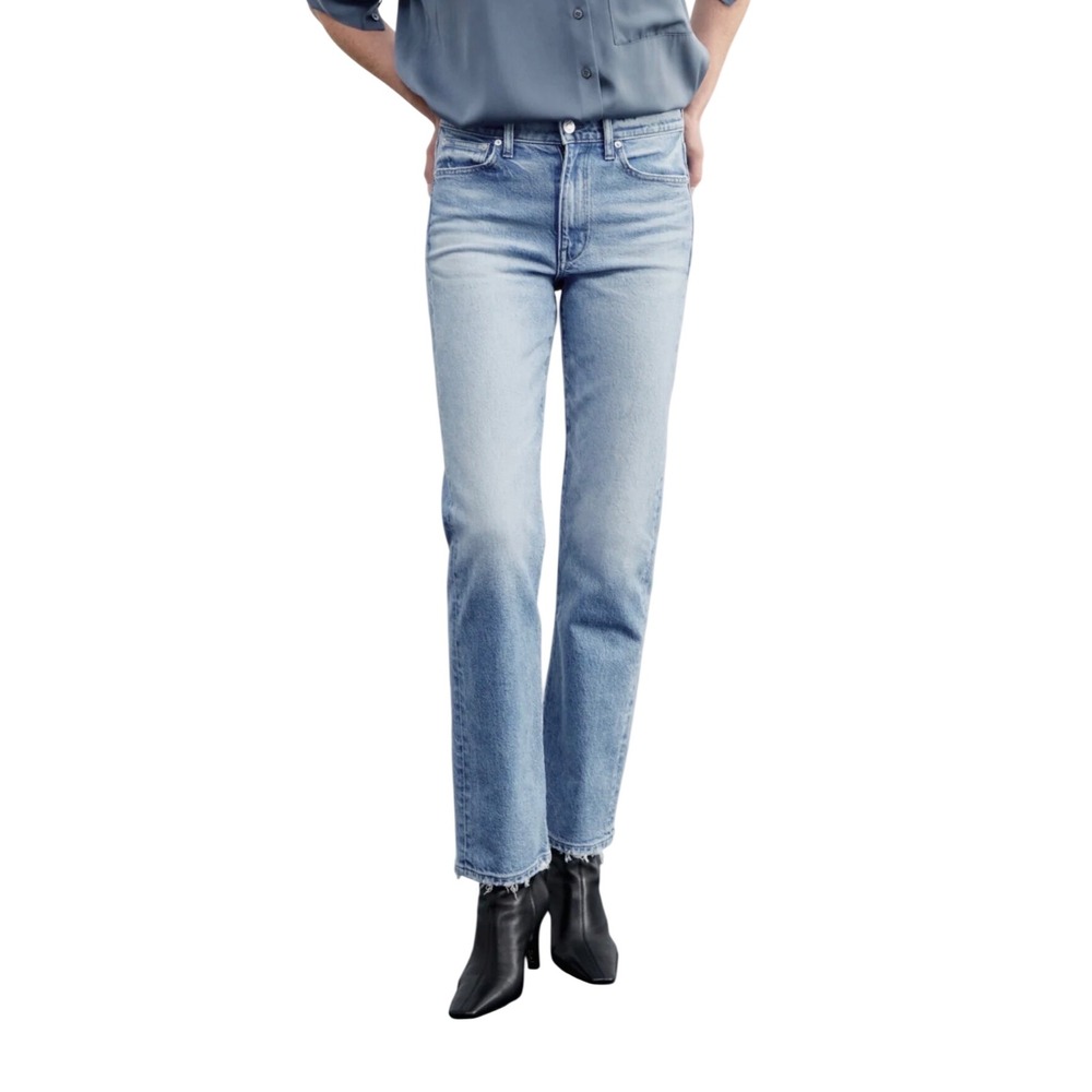 AYR The Yaya Jeans Paradise Light Blue Straight Leg High Rise Denim 25S NEW